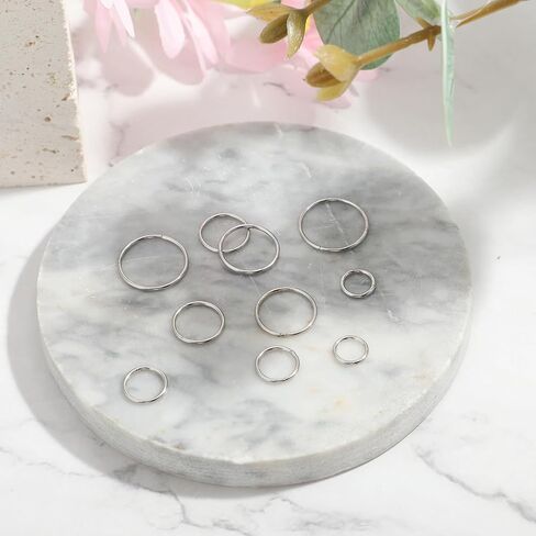 Yolev 10PCS Small Nose Ring Hoop 18g Silver Cartilage Hoop for Women Stainless Ssteel Earring Nose Piercing Jewelry Septum Ring Lip Rings 6/8/10/12/14mm in Saudi Arabia