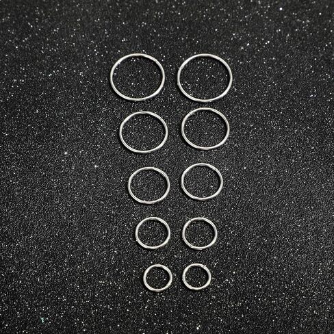 Yolev 10PCS Small Nose Ring Hoop 18g Silver Cartilage Hoop for Women Stainless Ssteel Earring Nose Piercing Jewelry Septum Ring Lip Rings 6/8/10/12/14mm in Saudi Arabia