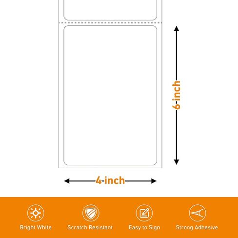 RONGTA 4x6 Thermal Labels, Thermal Fanfold Labels Shipping Labels Compatible with Thermal Printers,Clear Printing,Permanent Adhesive (500PCS 4x6 Thermal Labels) in Kuwait