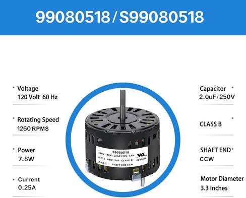 محرك مروحة الحمام 99080518 S99080518 - بديل متوافق لنماذج مروحة التهوية HD80، HD80L،684-A،684-B،684-C،684F-A،684F-B،684F-C،708-B in Kuwait