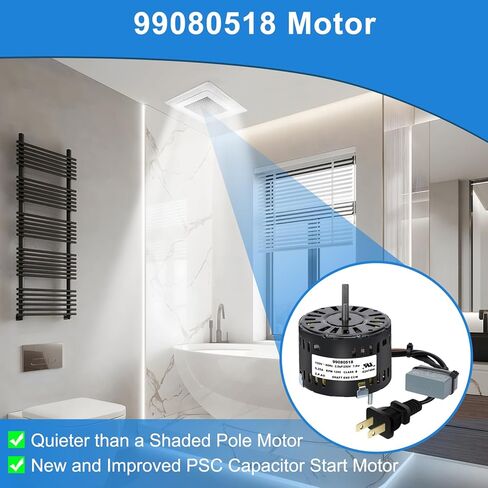 محرك مروحة الحمام 99080518 S99080518 - بديل متوافق لنماذج مروحة التهوية HD80، HD80L،684-A،684-B،684-C،684F-A،684F-B،684F-C،708-B in Kuwait