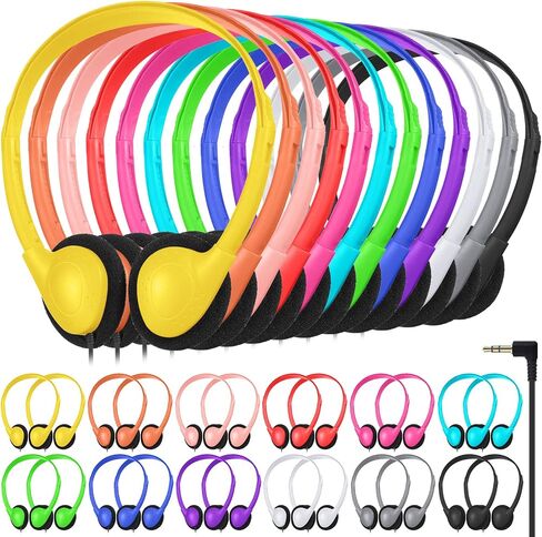 36 Pieces Classroom Headphones Bulk Kids on Ear Headphones Adjustable over the Head Earphones Wired Headsets with 3.5 mm Headphone Plug for School Classroom Students Teens Children and Adult in Saudi Arabia