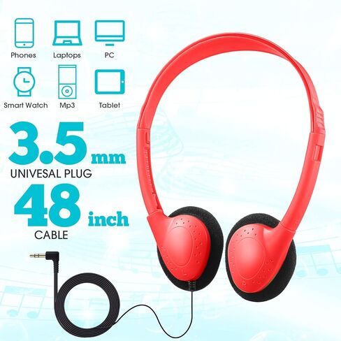 36 Pieces Classroom Headphones Bulk Kids on Ear Headphones Adjustable over the Head Earphones Wired Headsets with 3.5 mm Headphone Plug for School Classroom Students Teens Children and Adult in Saudi Arabia