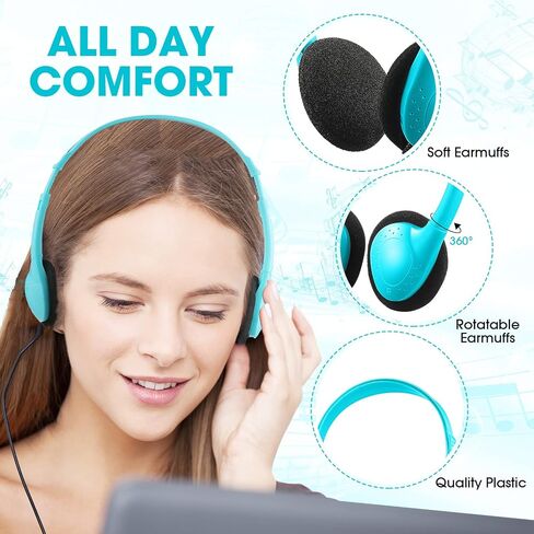 36 Pieces Classroom Headphones Bulk Kids on Ear Headphones Adjustable over the Head Earphones Wired Headsets with 3.5 mm Headphone Plug for School Classroom Students Teens Children and Adult in Saudi Arabia