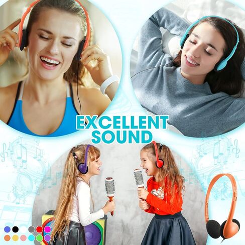 36 Pieces Classroom Headphones Bulk Kids on Ear Headphones Adjustable over the Head Earphones Wired Headsets with 3.5 mm Headphone Plug for School Classroom Students Teens Children and Adult in Saudi Arabia