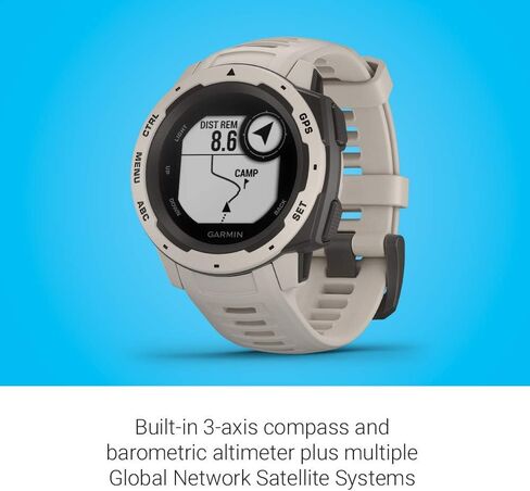 ساعة Garmin 010-02064-01 Instinct، ساعة خارجية متينة مع نظام تحديد المواقع GPS، تتميز بـ GLONASS وGalileo، ومراقبة معدل ضربات القلب وبوصلة ثلاثية المحاور، Tundra، 1.27 بوصة (متجددة) in Saudi Arabia