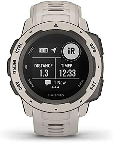 ساعة Garmin 010-02064-01 Instinct، ساعة خارجية متينة مع نظام تحديد المواقع GPS، تتميز بـ GLONASS وGalileo، ومراقبة معدل ضربات القلب وبوصلة ثلاثية المحاور، Tundra، 1.27 بوصة (متجددة) in Saudi Arabia