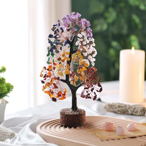 Seven Chakra Crystal Tree of Life Feng Shui Crystals Healing Stones Good Luck Statue Spiritual Handmade Gifts Home Office Desk Decor Kitchen Table Living Room Decoration in Kuwait