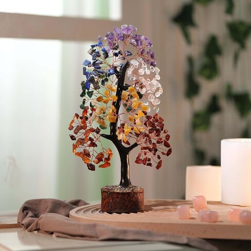 Seven Chakra Crystal Tree of Life Feng Shui Crystals Healing Stones Good Luck Statue Spiritual Handmade Gifts Home Office Desk Decor Kitchen Table Living Room Decoration in Kuwait
