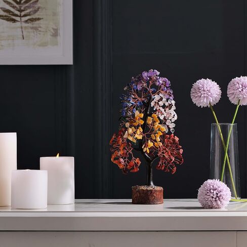 Seven Chakra Crystal Tree of Life Feng Shui Crystals Healing Stones Good Luck Statue Spiritual Handmade Gifts Home Office Desk Decor Kitchen Table Living Room Decoration in Kuwait