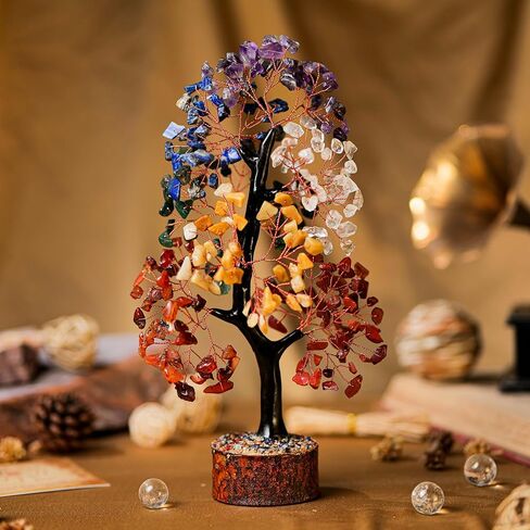 Seven Chakra Crystal Tree of Life Feng Shui Crystals Healing Stones Good Luck Statue Spiritual Handmade Gifts Home Office Desk Decor Kitchen Table Living Room Decoration in Kuwait