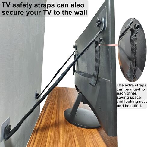 Adjustable Punch-Free TV Safety Straps, Adhesive Tv Anchors for Baby Proofing, Reusable Self-Gripping Strap,for Flat Screen and Furniture Mounting,Earthquake Straps(2 Pack) in Saudi Arabia