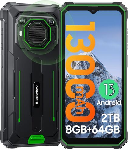 الهواتف القوية غير مقفلة، هاتف ذكي متين 2023 Blackview BV6200، بطارية 13000 مللي أمبير في الساعة، شحن سريع 18 وات، Android 13، توسيع 8 جيجابايت + 64 جيجابايت/2 تيرابايت، أعلى مكبر صوت للهواتف المحمولة المقاومة للماء، ثلاث فتحات للبطاقات، وضع القفازات in Kuwait