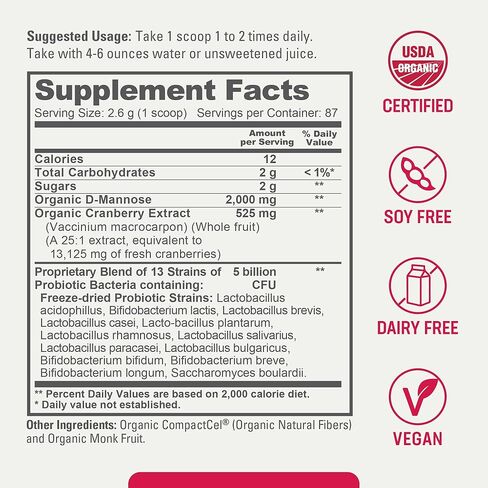 بيوفيكس أورجانيك د-مانوز بلس التوت البري والبروبيوتيك 8 أونصة 226.8 جم in Kuwait