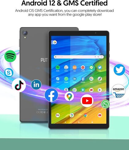 Tablets 10.1 inch Android 12 Tablet, 32GB ROM 1TB Expand, Quad-Core Processor Tablet, 6000mAh Battery, Dual Camera, WiFi, 1280x 800 IPS Tablet PC (Blue) in Kuwait
