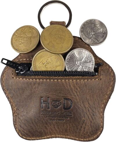 Hide & Drink, Dog Paw Leather Keychain Coin Pouch Key Rings Puppy Doggie Lover Accessories, Handmade :: Multicolor Brown in Saudi Arabia