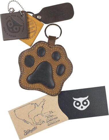 Hide & Drink, Dog Paw Leather Keychain Coin Pouch Key Rings Puppy Doggie Lover Accessories, Handmade :: Multicolor Brown in Saudi Arabia