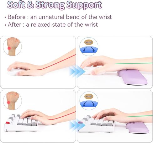 مسند معصم مريح يدعم قاعدة مطاطية مضادة للانزلاق، مسند معصم كبير من إسفنج الذاكرة لمسند المعصم المكتبي للألعاب أو الكتابة أو العمل في المكتب المنزلي - كما سبق in Kuwait