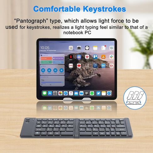Foldable Bluetooth Keyboard Portable Ultra Slim Multi Device Mini Wireless Keyboard 66 Keys Pocket Size Rechargeable Keyboard Tri-Mode Cordless Keyboard for Laptop Tablet PC Windows iOS Android Pink in Kuwait
