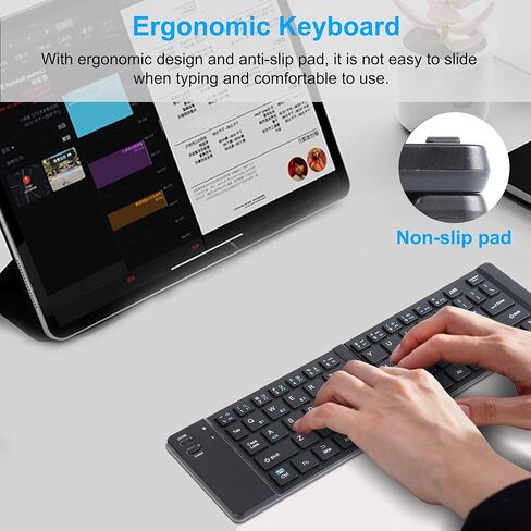 Foldable Bluetooth Keyboard Portable Ultra Slim Multi Device Mini Wireless Keyboard 66 Keys Pocket Size Rechargeable Keyboard Tri-Mode Cordless Keyboard for Laptop Tablet PC Windows iOS Android Pink in Kuwait
