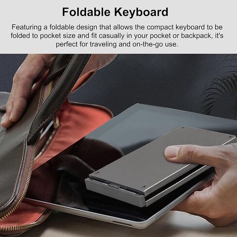 Foldable Bluetooth Keyboard Portable Ultra Slim Multi Device Mini Wireless Keyboard 66 Keys Pocket Size Rechargeable Keyboard Tri-Mode Cordless Keyboard for Laptop Tablet PC Windows iOS Android Pink in Kuwait