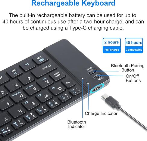 Foldable Bluetooth Keyboard Portable Ultra Slim Multi Device Mini Wireless Keyboard 66 Keys Pocket Size Rechargeable Keyboard Tri-Mode Cordless Keyboard for Laptop Tablet PC Windows iOS Android Pink in Kuwait