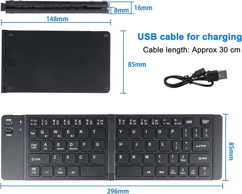 Foldable Bluetooth Keyboard Portable Ultra Slim Multi Device Mini Wireless Keyboard 66 Keys Pocket Size Rechargeable Keyboard Tri-Mode Cordless Keyboard for Laptop Tablet PC Windows iOS Android Pink in Kuwait