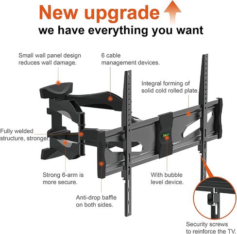 Full Motion TV Wall Mount for Most 40-75 Inch TVs, TV Mount with Dual Swivel Articulating Arms Extension Tilt Rotation and 6 Cable Management, Max VESA 600x400mm, Holds up to 99 lbs in Saudi Arabia