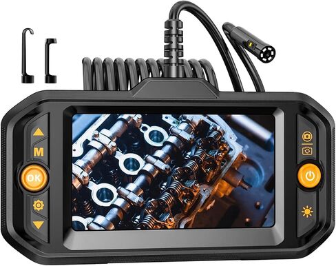 Dual Lens Industrial Endoscope, 1080P Digital Borescope Inspection Camera with 7.0mm IP67 Waterproof Camera, Sewer Camera with 4.3" LCD Screen, 7 LED Lights,16.5FT Semi-Rigid Cable, 32GB Card in Saudi Arabia