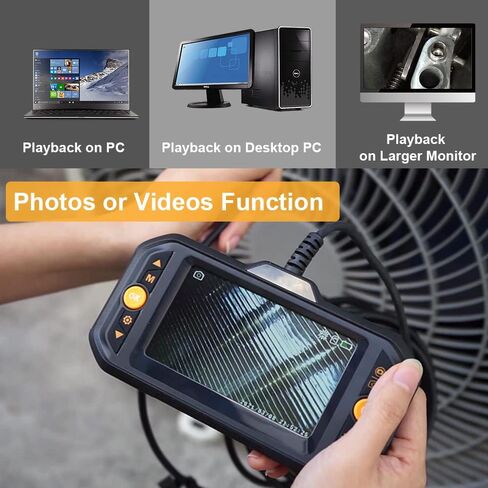 Dual Lens Industrial Endoscope, 1080P Digital Borescope Inspection Camera with 7.0mm IP67 Waterproof Camera, Sewer Camera with 4.3" LCD Screen, 7 LED Lights,16.5FT Semi-Rigid Cable, 32GB Card in Saudi Arabia