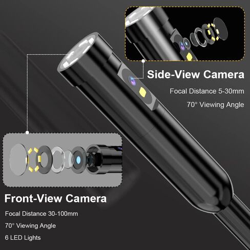 Dual Lens Industrial Endoscope, 1080P Digital Borescope Inspection Camera with 7.0mm IP67 Waterproof Camera, Sewer Camera with 4.3" LCD Screen, 7 LED Lights,16.5FT Semi-Rigid Cable, 32GB Card in Saudi Arabia