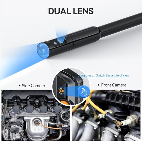 Dual Lens Industrial Endoscope, 1080P Digital Borescope Inspection Camera with 7.0mm IP67 Waterproof Camera, Sewer Camera with 4.3" LCD Screen, 7 LED Lights,16.5FT Semi-Rigid Cable, 32GB Card in Saudi Arabia