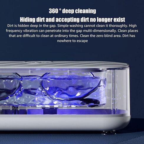 Ultrasonic Cleaner Jewelry Glasses, Professional Cleaning Machine for All Jewelry, 45kHz 360° Degree Cleaning Household Cleaner for Gold, Silver, Watches, Rings, Earring, Necklaces, Makeup Brush in Saudi Arabia