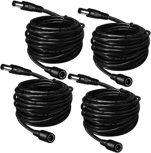 سلك تمديد 5.5 مم × 2.1 مم بطول 10 أقدام، محول إمداد طاقة 12 فولت تيار مستمر لكاميرات CCTV الأمنية مراقبة كاميرا IP داخلية DVR شريط LED مستقل، سيارة، كابل توصيل 12 فولت ذكر إلى أنثى 4 حزم in Kuwait