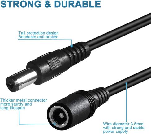 سلك تمديد 5.5 مم × 2.1 مم بطول 10 أقدام، محول إمداد طاقة 12 فولت تيار مستمر لكاميرات CCTV الأمنية مراقبة كاميرا IP داخلية DVR شريط LED مستقل، سيارة، كابل توصيل 12 فولت ذكر إلى أنثى 4 حزم in Kuwait