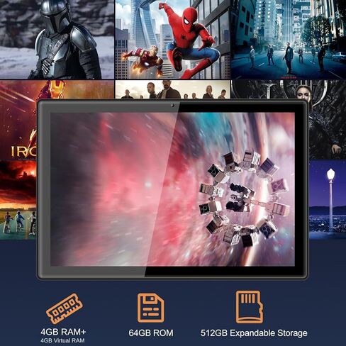 تابلت 10 بوصة، تابلت Android 13 مع وحدة معالجة مركزية 8 النواة، ذاكرة وصول عشوائي 4+4 جيجا بايت 512 جيجا بايت قابلة للتوسيع، بطارية مدمجة 7000 مللي أمبير في الساعة، تابلت كمبيوتر كبير بشاشة 10.1 بوصة، تابلت للبالغين والأطفال in Kuwait