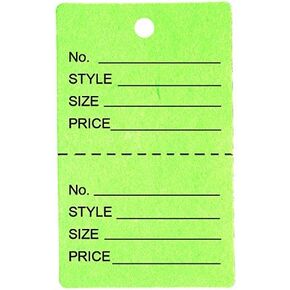 1000 Qty Unstrung Blue Price/Receipt Tags w/Easy-Tear Stub