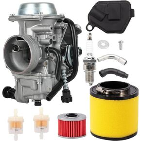 TRX300 Carburetor - Perfect Fit for Honda 300 TRX300FW Fourtrax Carb ATV 1988-2000 - All-in-one Kit with Parts Air filter, Oil filter, Spark Plug, Valve Plunger