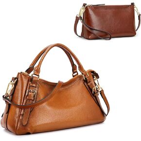 Kattee Genuine Leather Satchel Bags Bundle with Small Crossbody Purses for Women