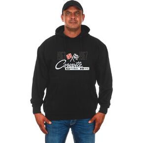JH DESIGN GROUP Mens Chevy Corvette Hoodie C2 Series Logo Black Sweatshirt