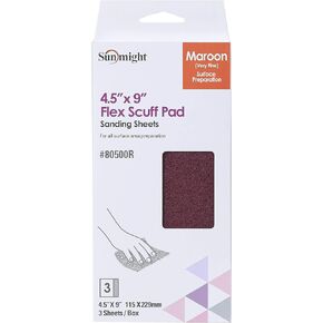 Sunmight Flex Scuff Pads Retail Pack 4.5" x 9" Maroon Pad, 80500R, 3 Pads