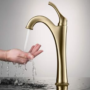 Kraus KVF-1200BG-2PK Arlo Vessel Bathroom Faucet with Pop-Up Drain, Brushed Gold