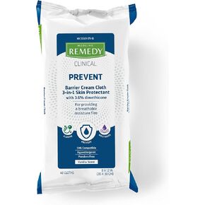 قطعة قماش كريمية حاجزة 3 في 1 من ميدلاين ريميدي كلينيك، 48 قطعة (12 عبوة)، 8 × 8 في مناديل مبللة للبالغين، رائحة الفانيليا، العناية بسلس البول، دايميثيكون، البشرة المتهيجة، مهدئة، مغذية، لطيفة in Kuwait