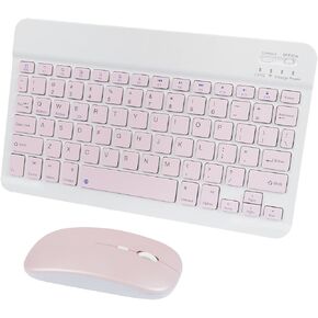 Rechargeable Bluetooth Keyboard and Mouse Combo, Ultra-Slim Portable Compact Wireless Mouse Keyboard Set for iOS Android Windows Smartphone Tablet,Laptop,iPad OS/iOS 13 and Above (Pink)