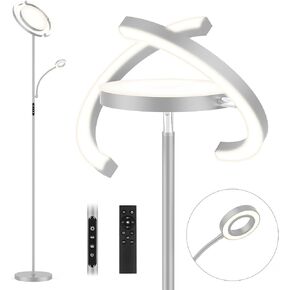 FIMEI 3 in 1 Floor Lamp, Modern Bright Standing Lamp with Split Rotatable Outer Ring Light and Small Reading Light, 4 Color Temperature and Dimmable, 3-Way Independent Control for Living Room Office