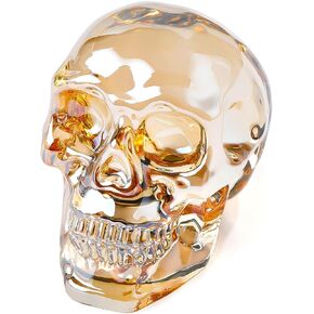 K9 Crystal Plating Black Skull Head Figurines Day of The Dead Decor Gifts for Women, Glass Skull Head Art Halloween Ornamen with Gifts Box 2.8''