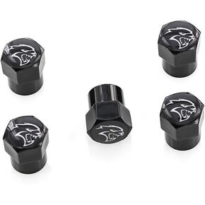Dodge Hellcat Black Tire Valve Stem Cap Covers (Pack of 5)