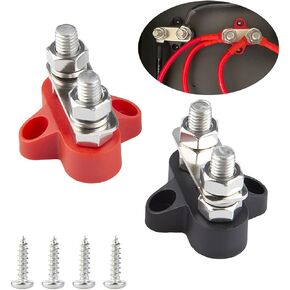 2Pcs 5/16"Bus Bar, Power Distribution Junction Block Post Positive Negative, M8 48V Terminal Insulated Dual/Single Stud, Car Accessories for Truck RV Boat