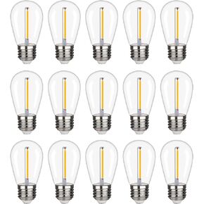 C7 Christmas Replacement LED Light Bulbs, E12 Chandelier Base LED Night Bulbs, 5W 6W 7W Incandescent Equivalent, Warm White 2200K, Clear Plastic Bulbs for Christmas String Light - 25 Pack