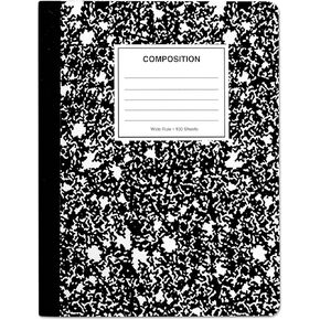Universal 20930 Composition Book, Wide Rule, 9 3/4 x 7 1/2, White, 100 Sheets